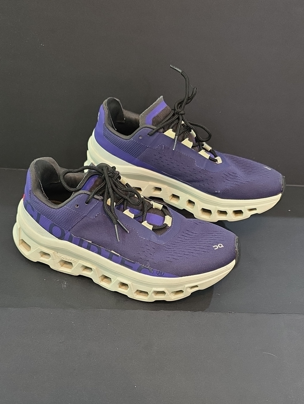 On Running CloudMonster Sneakers in Purple and Cream Men Size 8 Women Size 10
